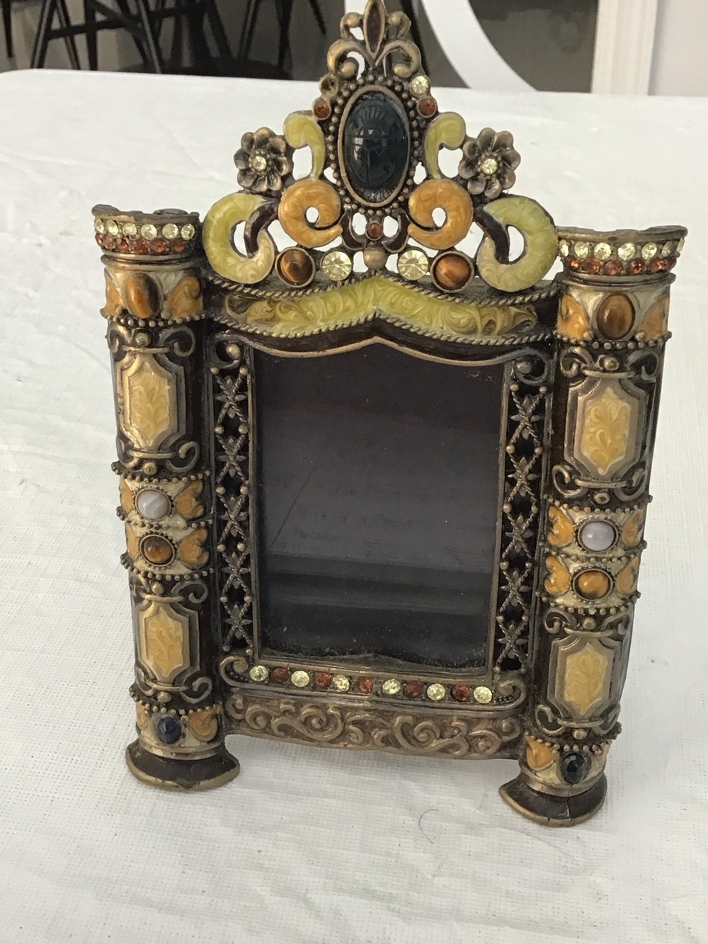 Ornate Yellow Jeweled Decorative Picture Frame - #245